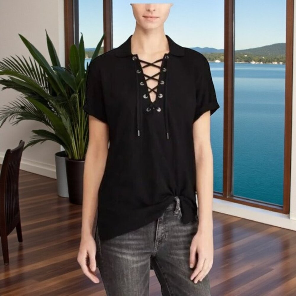 NWT Polo by Ralph Lauren Lace-Up Boyfriend Polo Top